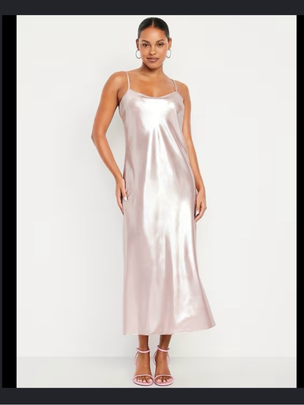 Old Navy Silky Slip Dress - Blush Pink Satin Spaghetti Strap NWT